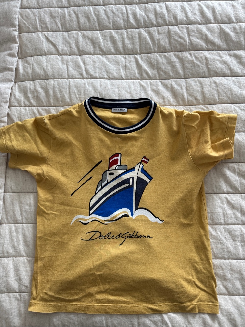 Dolce & Gabbana Yellow Graphic Ship Tee